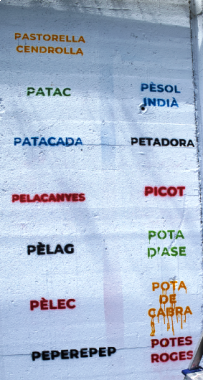 Les paraules vacarissanes que apareixen al grafit.